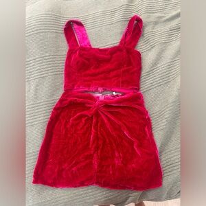 Crushed velvet Reformation crop top and skirt set, size 6! Only wore twice.